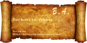 Berkovits Adony névjegykártya